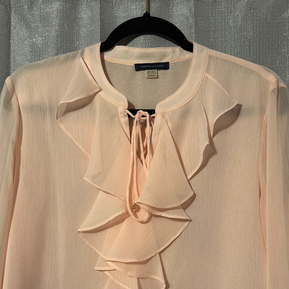 Tommy Hilfiger Women's Pink Ruffle Blouse